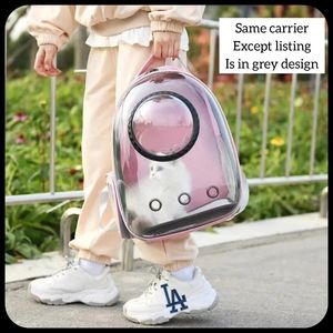 Backpack pet carrier space capsule bubble design durable w side pockets grey new